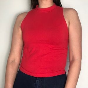 F21 Red High neck crop top
